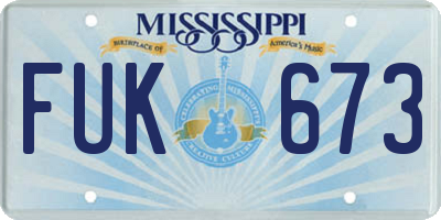 MS license plate FUK673