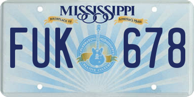 MS license plate FUK678
