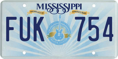 MS license plate FUK754