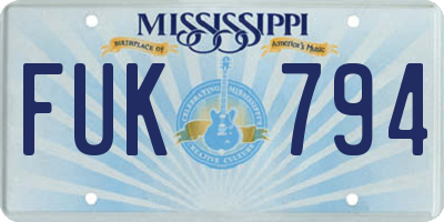 MS license plate FUK794