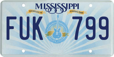 MS license plate FUK799