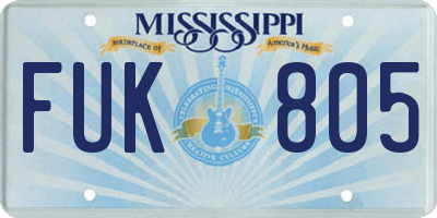 MS license plate FUK805