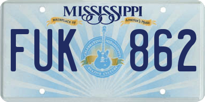 MS license plate FUK862