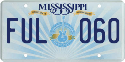 MS license plate FUL060
