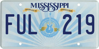 MS license plate FUL219