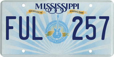 MS license plate FUL257