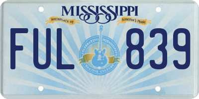 MS license plate FUL839