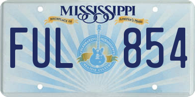 MS license plate FUL854