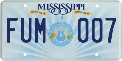 MS license plate FUM007