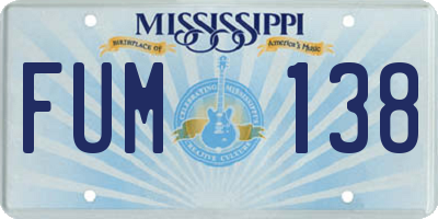 MS license plate FUM138