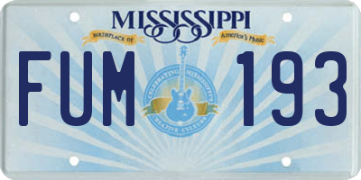 MS license plate FUM193