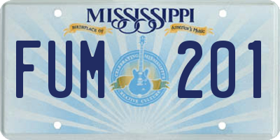 MS license plate FUM201