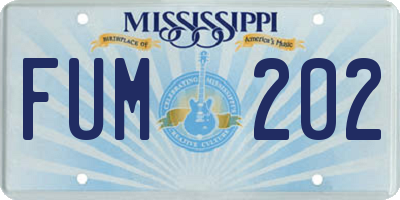 MS license plate FUM202