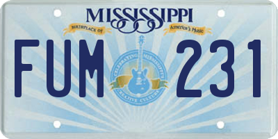 MS license plate FUM231