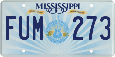 MS license plate FUM273