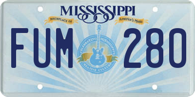 MS license plate FUM280