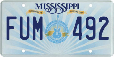 MS license plate FUM492