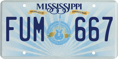 MS license plate FUM667