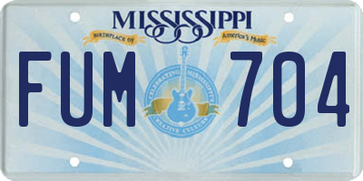 MS license plate FUM704