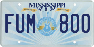 MS license plate FUM800