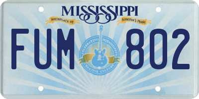 MS license plate FUM802