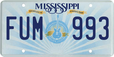 MS license plate FUM993
