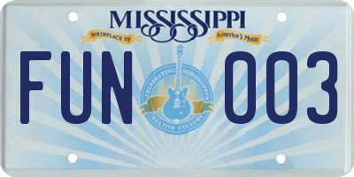 MS license plate FUN003