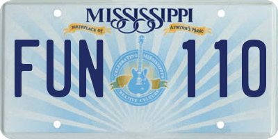 MS license plate FUN110
