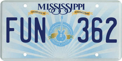MS license plate FUN362