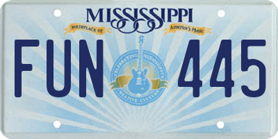 MS license plate FUN445