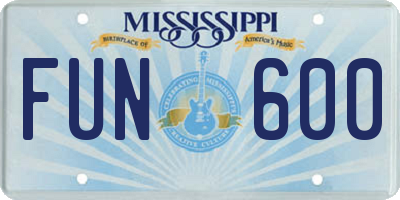 MS license plate FUN600