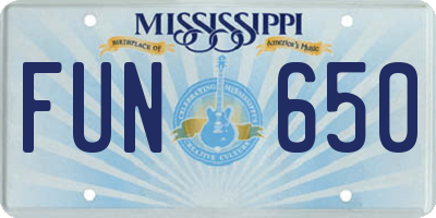 MS license plate FUN650