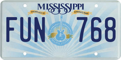 MS license plate FUN768