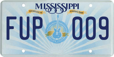 MS license plate FUP009