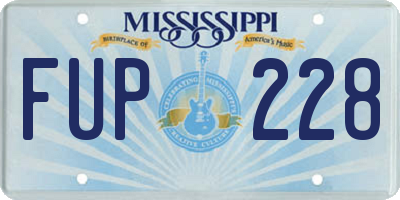 MS license plate FUP228