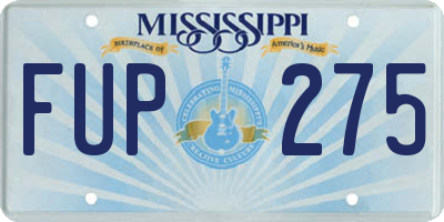 MS license plate FUP275