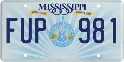 MS license plate FUP981