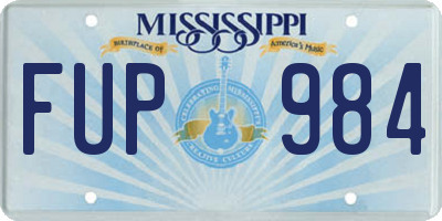 MS license plate FUP984