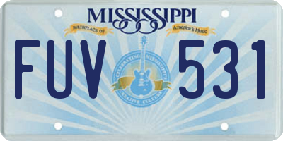 MS license plate FUV531