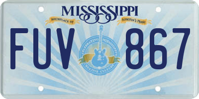 MS license plate FUV867
