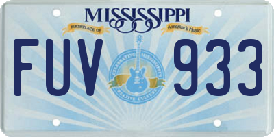 MS license plate FUV933