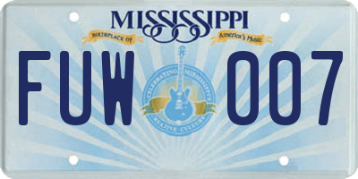 MS license plate FUW007