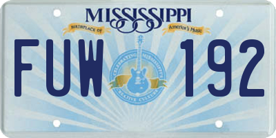 MS license plate FUW192