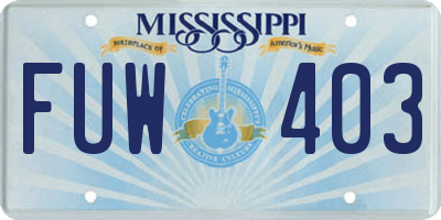 MS license plate FUW403
