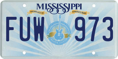 MS license plate FUW973