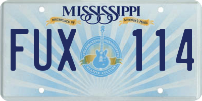 MS license plate FUX114