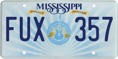 MS license plate FUX357
