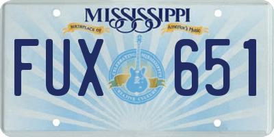 MS license plate FUX651