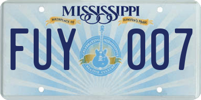 MS license plate FUY007