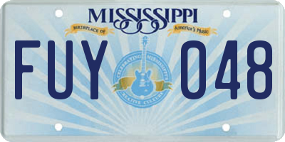 MS license plate FUY048